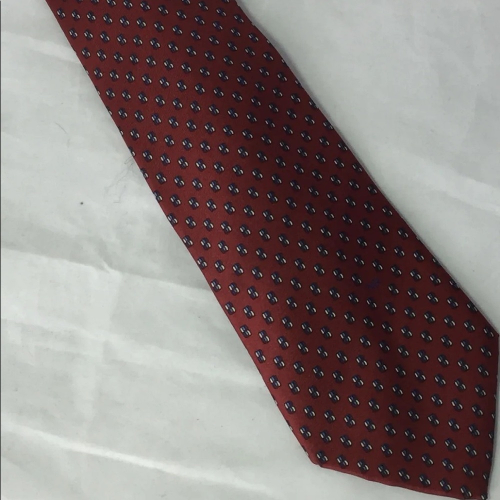 Vintage Nina Ricci Paris Men Neck Tie 100% Silk Burgundies Geometric